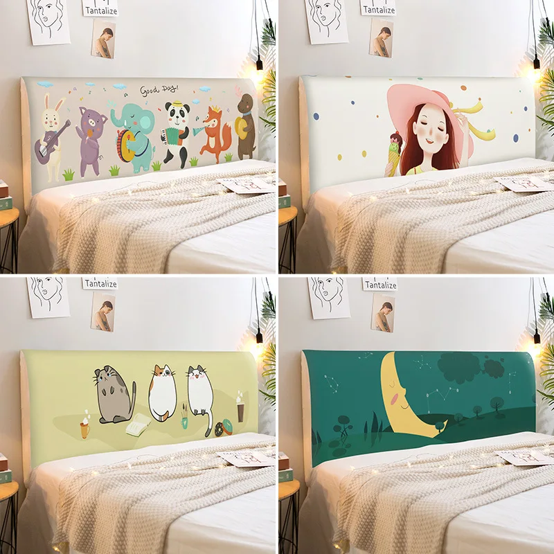 Cartoon Girl Animal Universal All-inclusive łóżko meblowe pokrowiec na główkę nadruk pyłoszczelna Sofa w sypialni plusz aksamit nakrycie głowy