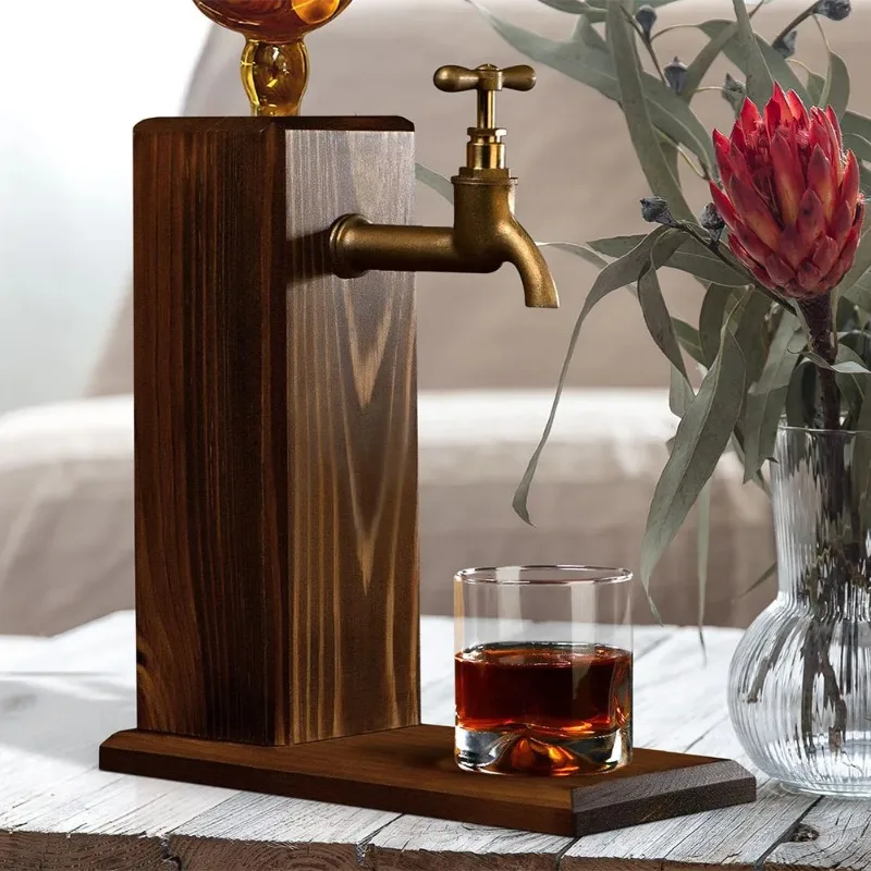 

Natural Wooden Gilded Mirror Dispenser Bar Home Bar Pub Shed Man Cave Wine Alcoholic Drink Dispenser
