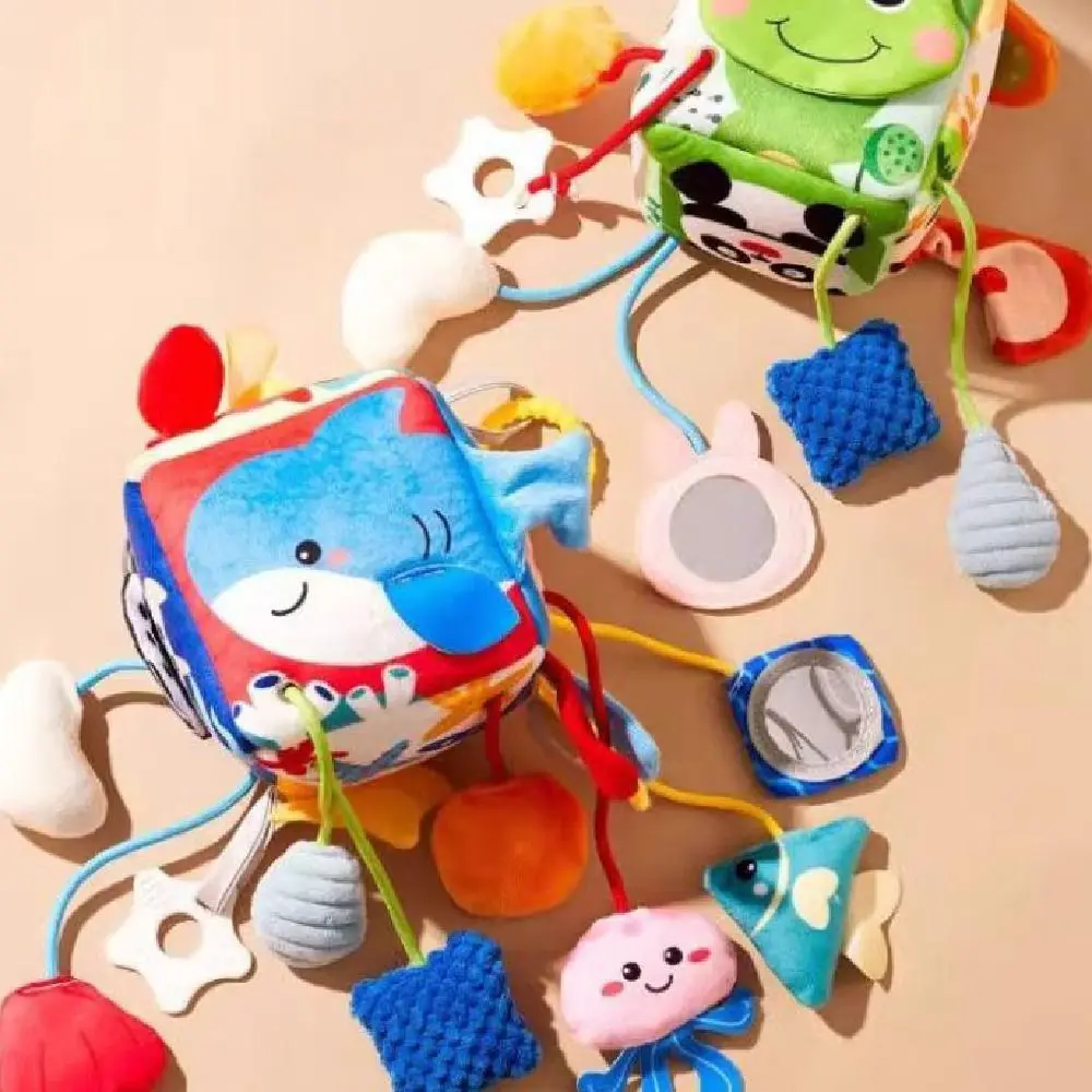 Creatieve Baby Dierenrammelaars Zachte Vervormende Spiegel Baby Trekkoord Bijtring Visuele Ontwikkeling Wandelwagen Hangende Ornamenten