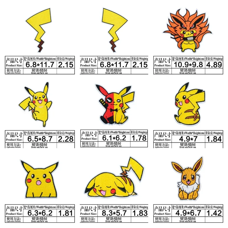 Pokemon Pikachu Anime Game Fusible Patch for Clothing  Embroidery Patches on Clothes DIY Jackets Pants Bag Accessories Patch