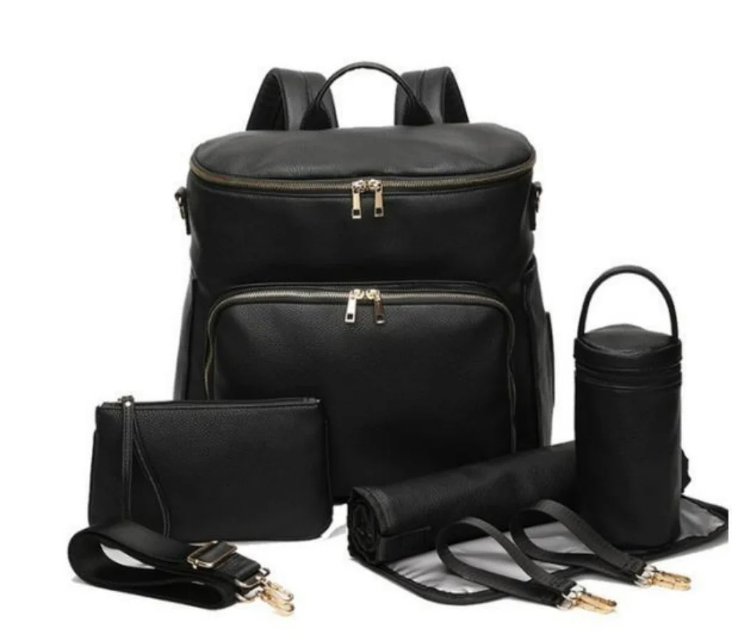

PU Leather Diaper Bag Backpack Large Capacity Travel Carry Bag Maternity Bag Stroller Organizer Nappy Changing Bags Diaper pad
