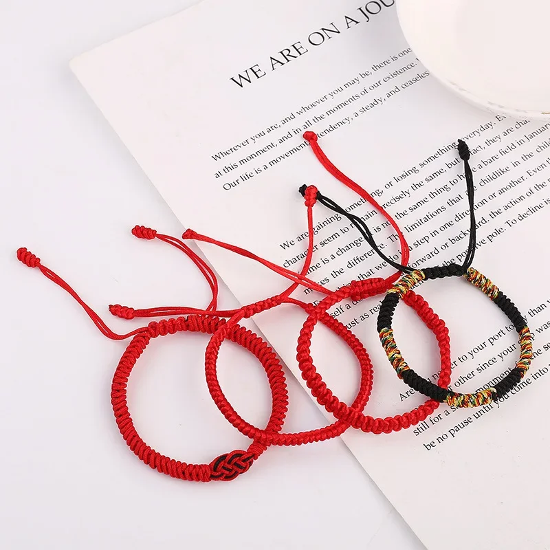 Boutique Snake Knot Semi-finished Beaded Hand Rope Men's and Women's Hand-woven Simple Pull-back Loafed Red Rope Bracelet Gift