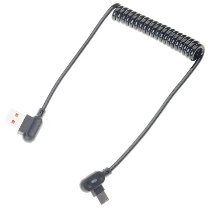كابل USB C بسرعة 96GE 6A كابل ملفوف قابل للعكس للشحن السريع مع موصلات بزاوية سهلة الاستخدام للأجهزة المحمولة