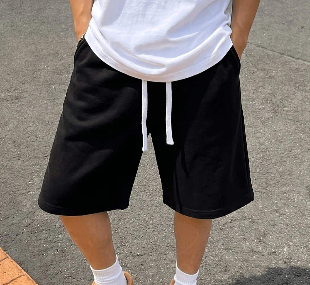 

Men's breathable shorts men's knitted casual classic pocket five-point shorts for men, summer drawstring fashion men's shorts