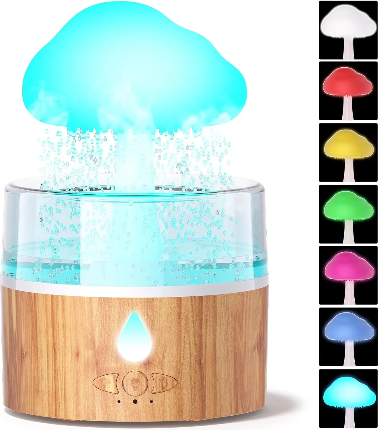 Cloud Humidifier Rain Water Drip 260ML Mushroom Cloud Diffuser Rain Aromatherapy Essential Oil Diffuser Rain Drop Humidifier