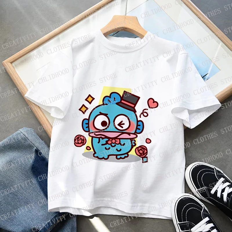 Children T-Shirts Hangyodon Tee Shirt Kid Cartoons Kawaii Green Fish Casual Clothes Anime Boy Girl Tops Short Sleeve