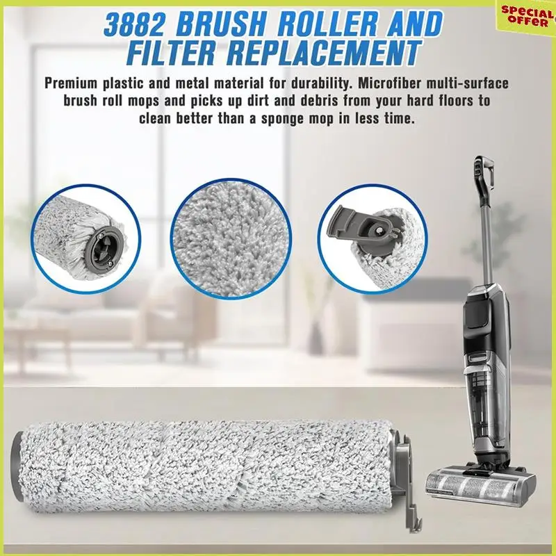 

A34R 3882 Brush Roll And Filter Replacement Parts For Bissell Crosswave 3882 3883 Wet Dry Vacuum Accessory Kit