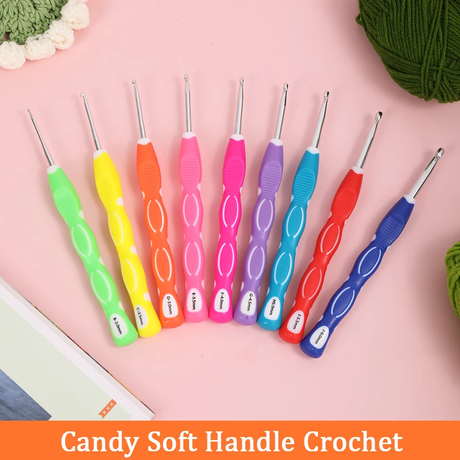 1pcs Crochet Hooks 2.0mm-6.0mm Yarn Weave Knitting Needle Ergonomic Soft Grip DIY Crochet Weaving Craft Tool for Beginners