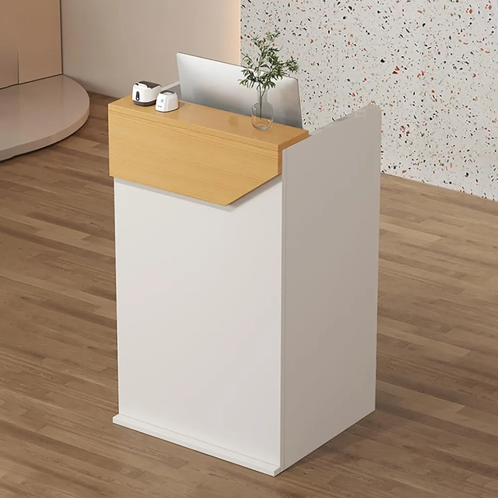 

Modern Reception Desk with Lockable Drawers - Company Counter Front Desk for Retail Checkout, Lobby, Beauty Salon, Office