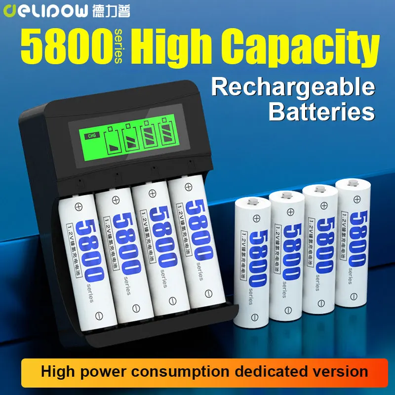 

AA AAA Rechargeable Ni-MH Battery 5800 High Capacity for KTV Microphone Remote Control Toy Flashlight Smart Locks microphones