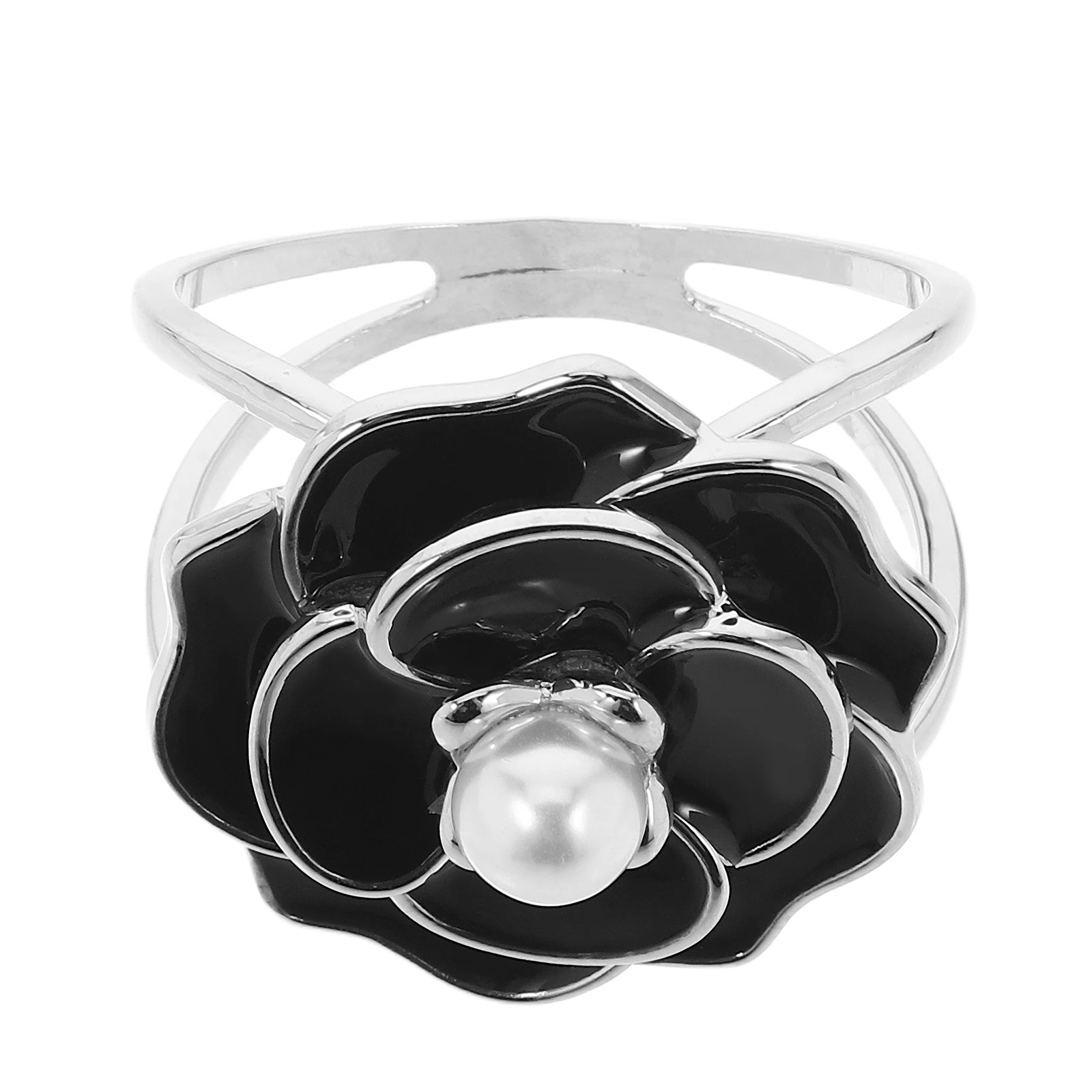 

Floral Scarf Ring Clip Buckle Black Women Cardigan Buckles Coat Button Rings Clips Shawl Buckles Versatile Use Fashion
