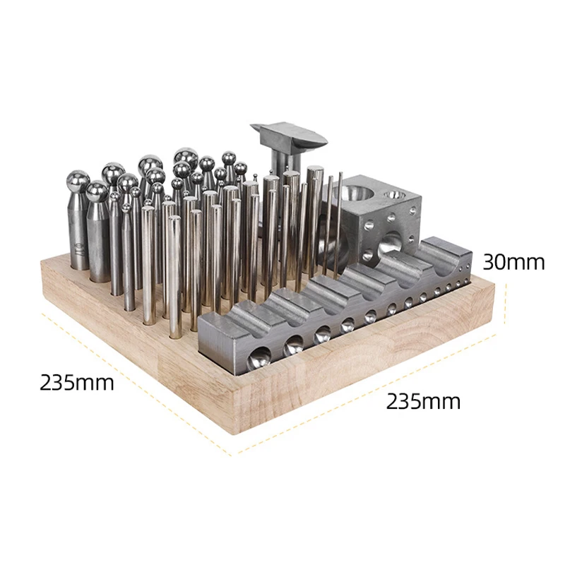 50 قطعة الصلب Dapping كيت القبة لكمة كتلة تشكيل المجوهرات مجموعة أدوات المجوهرات #4