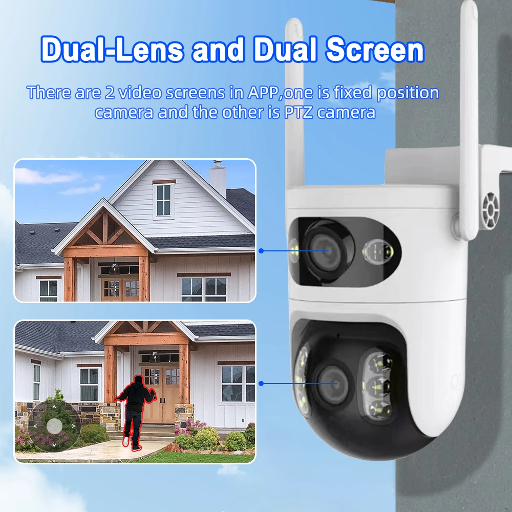 Dual Lens 6MP 2K Security Camera YI IOT 2.4G Wireless Wifi Camera PTZ Cameras Color Night Vision Two Way Audio 4X Digital Zoom