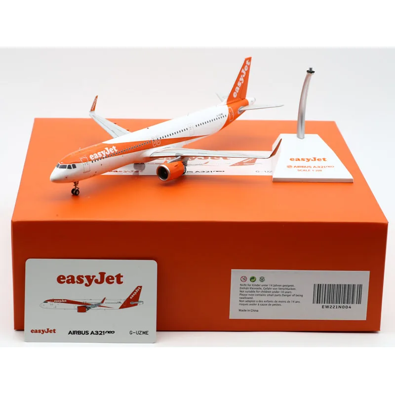 EW221N004 Alloy Collectible Plane Gift JC Wings 1:200 EasyJet Airlines Airbus A321 Diecast Aircraft Jet Model G-UZME With Stand