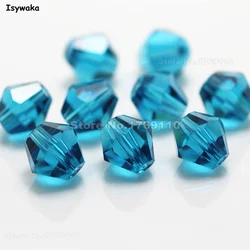 Isywaka 38pcs Green Blue Color 8mm Bicone Austria Crystal Beads charm Glass Beads Loose Spacer Bead for DIY Jewelry Making