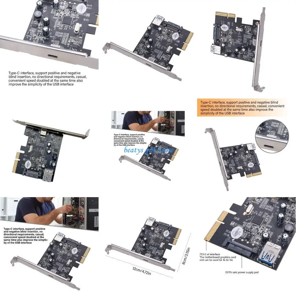 

C7AB USB 3.1 PCIExpress Expansion Card PCIE 4X Bus To USB 3.1 Adapter For Desktop Rear Adapter