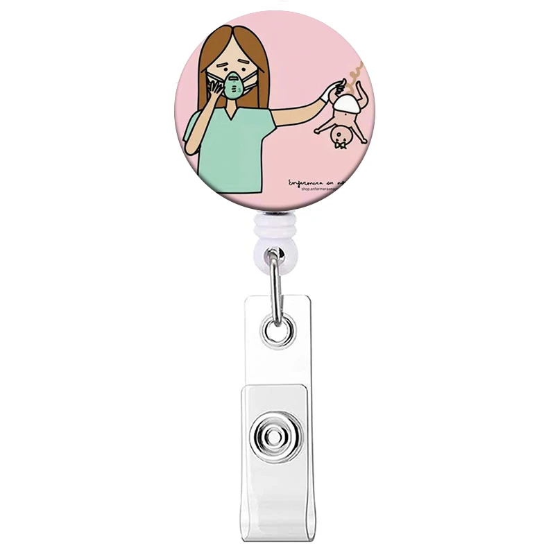 1PC Krankenhaus Krankenschwester Versenkbare Abzeichen Clip Arzt ID Karte Halter Reel für Namensschild Abzeichen Halter Bürobedarf Schnalle – Detail 13