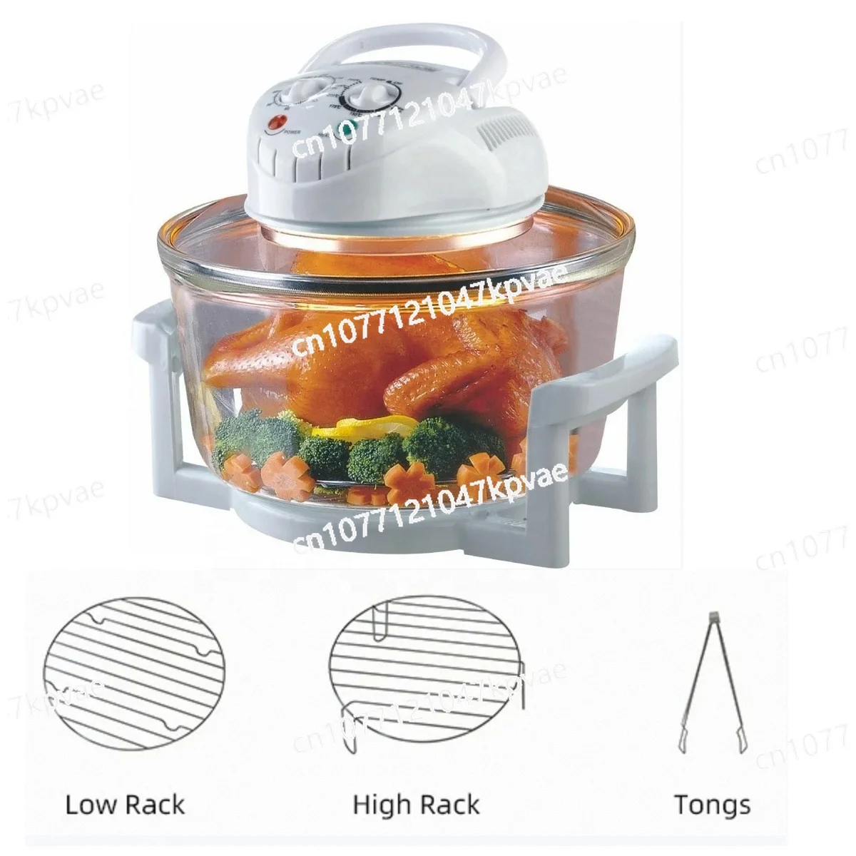 Multifunctional Halogen Air Fryer Oven with Visible Cooking Window, Large Digital Toaster Oven with Accessories