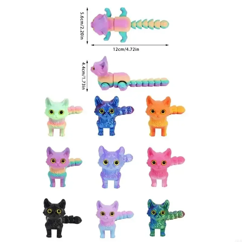 Figurina portatile del gattino del fumetto coda articolata stampato modello del gattino giocattolo per l'esposizione