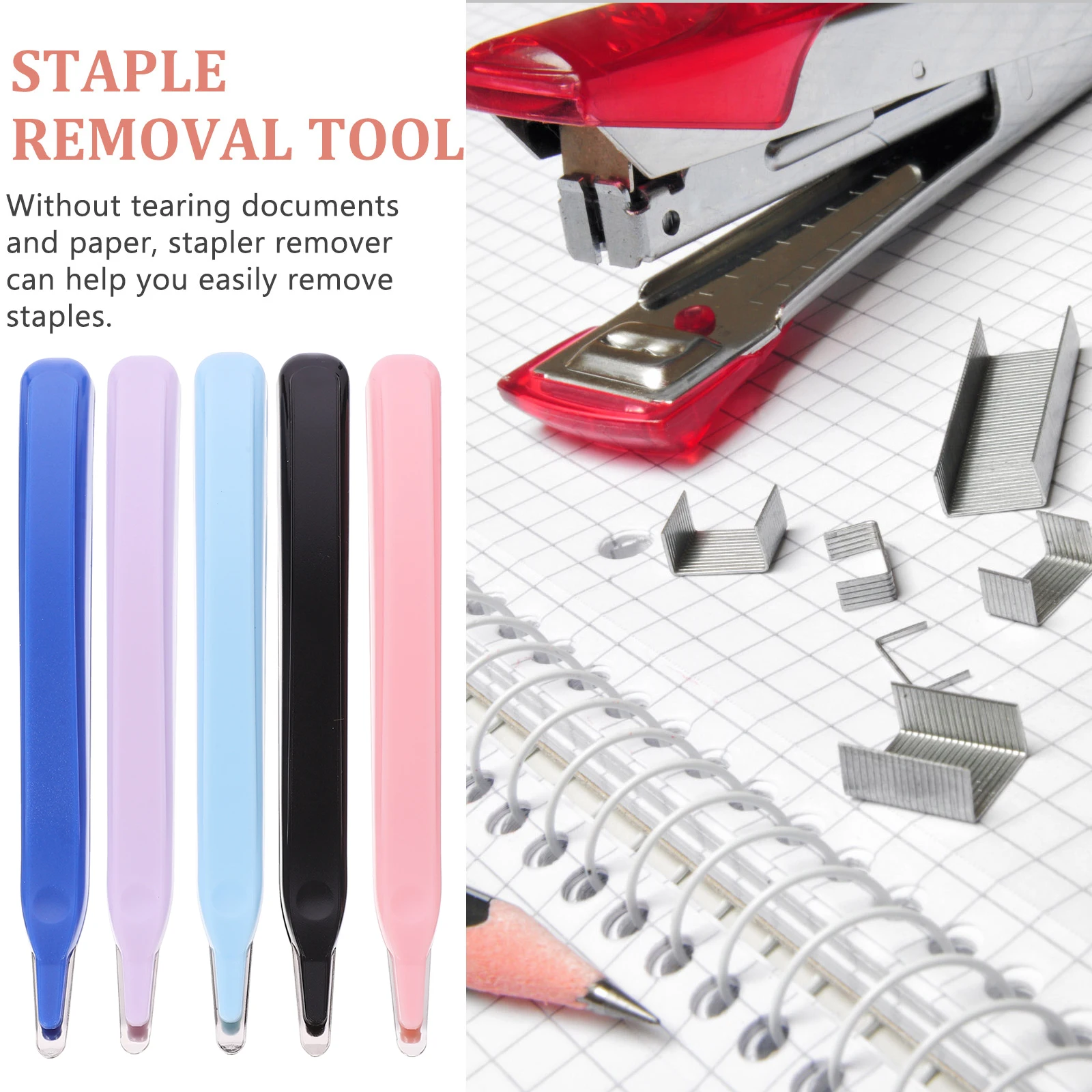 

5 Pcs Handheld Pen Type Nail Lifter Puller Remove Tool Office Staple Removal Tools