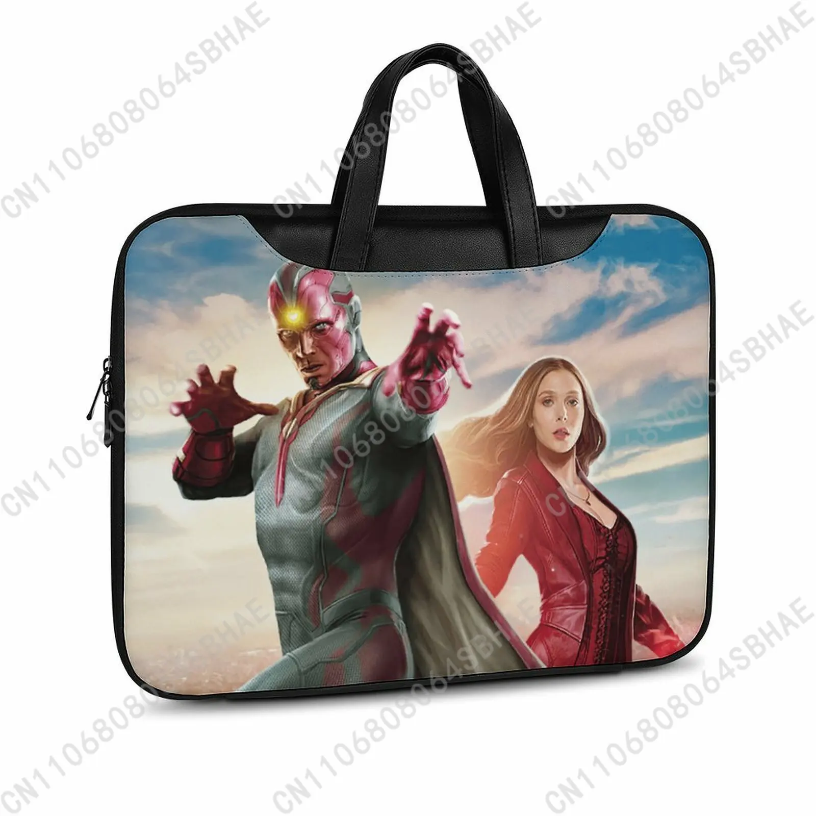 

Marvel Vision Custom Leather Briefcase Men Woman Laptop Bag Business Retro Genuine Leather Computer Cosplay