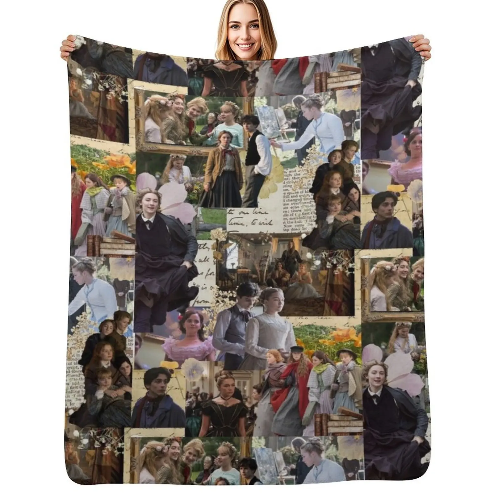 Little Women Collage Throw Blanket Breathable Lightweight Blanket for Adults Kids