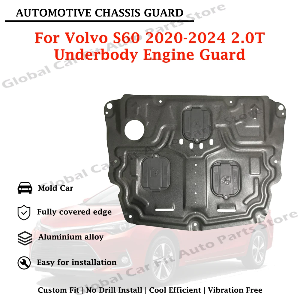 Durable Custom Fit Chassis Bottom Protector Underbody Engine Shield Lower Engine Cover Engine Guard For Volvo S60 2020-2024 2.0T