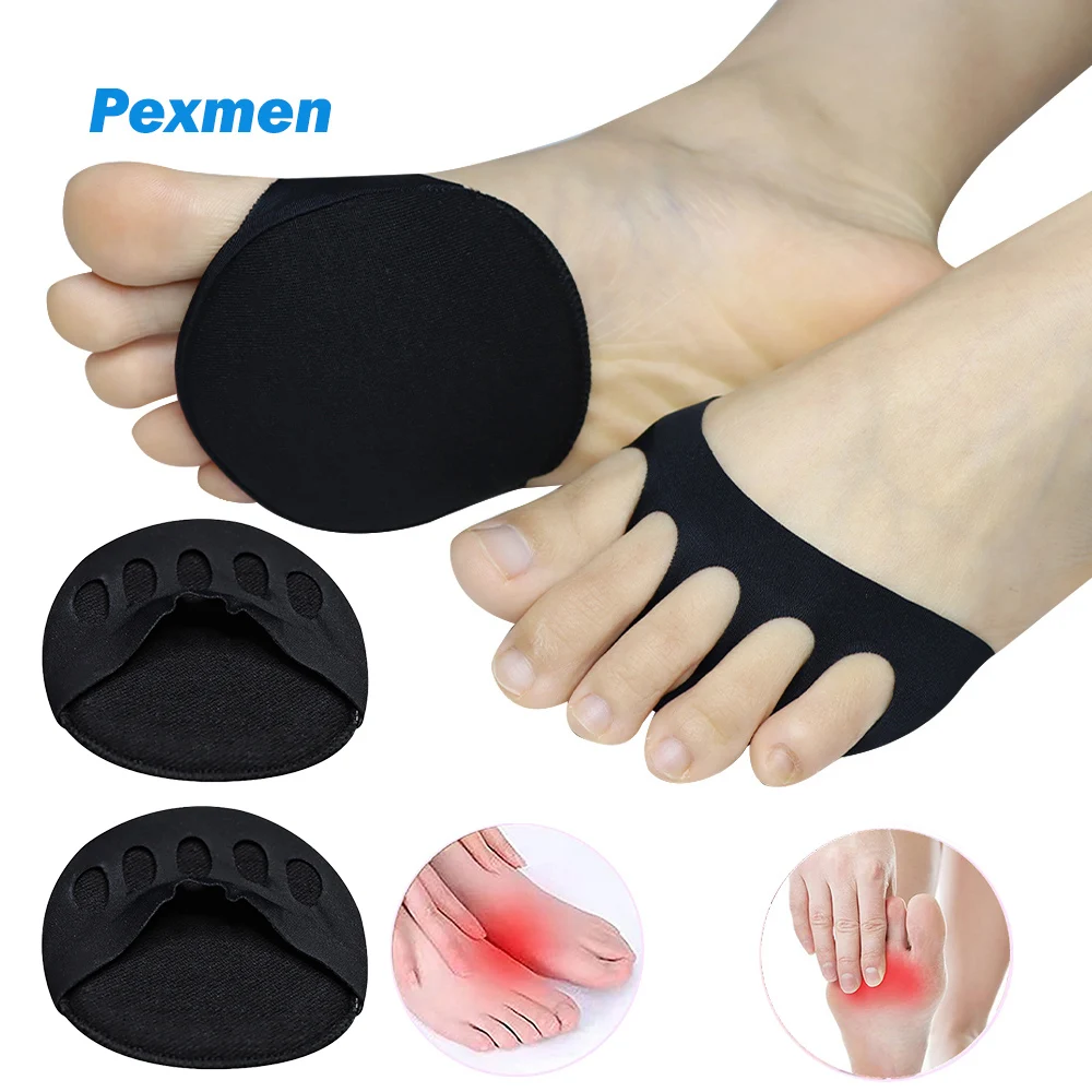 

Pexmen 2Pcs Ball of Foot Cushions Metatarsal Pads Invisible Socks Soft Forefoot Pads Anti-Slip Pain Relief Half Toe Cushion