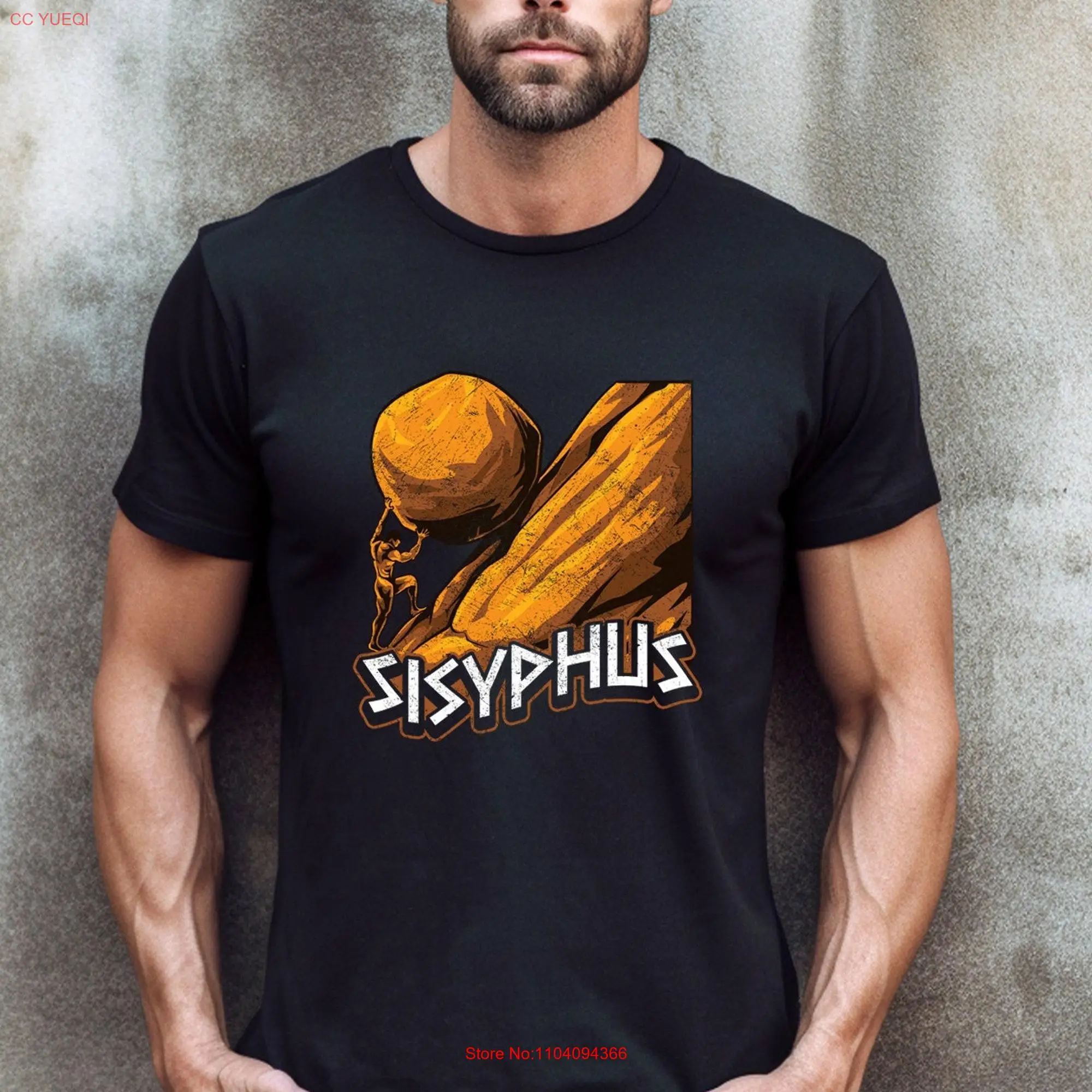 The Myth of Sisyphus T shirt One Must Imagine Happy Meme Rock Pushing long or short sleeves