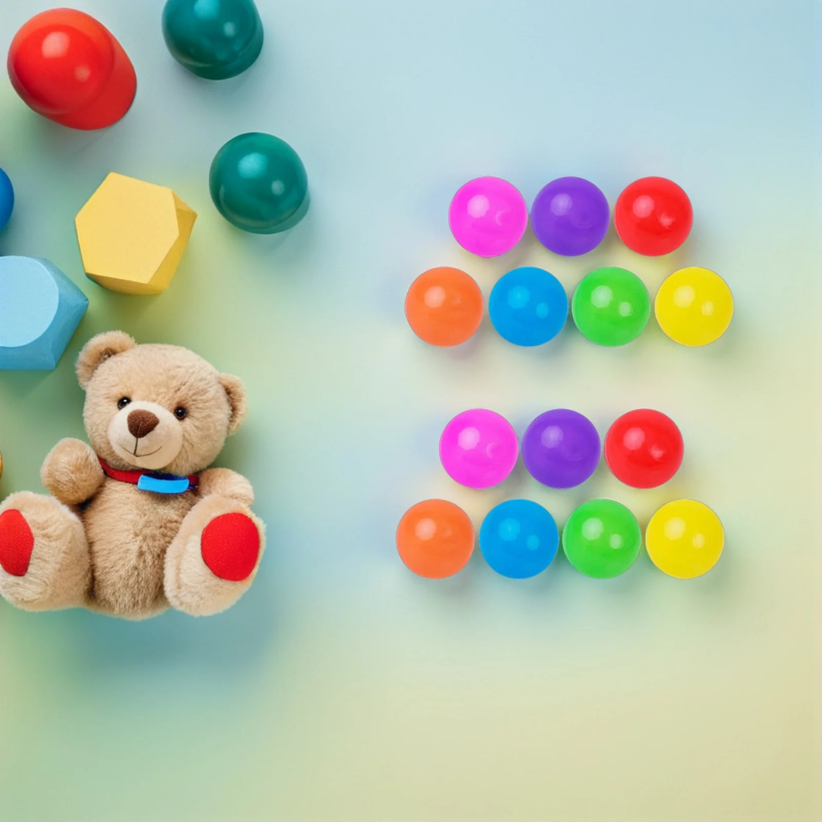 

100Pcs Children Ocean Balls Colorful Soft Plastic 5.5cm Round Play Balls for Toddler Hand Eye Coordination Ballpit Kids Playroom