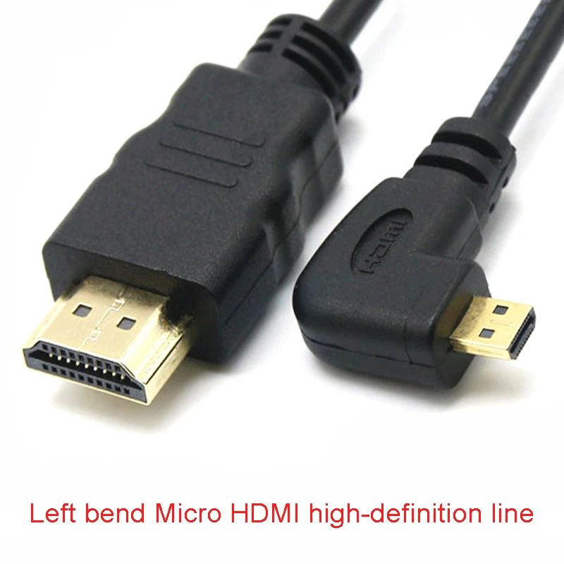 Micro HDMI to HDMI- left bend Angle  Micro HDMI compatible Cable for Digital camera / camera with monitoring High-Definition Cab