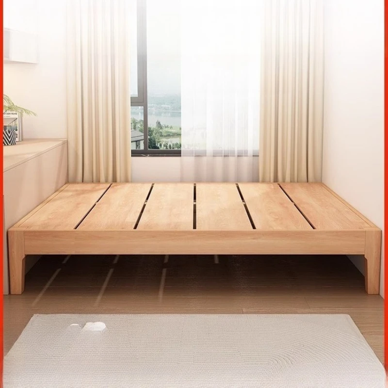 All solid wood without bedside ribs bed shelf tatami 1.2/35/8 meters bed any size home bedroom
