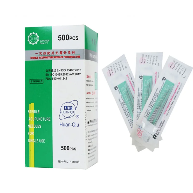 new 500pcs Huanqiu sterile disposable acupuncture beauty massage acupuncture needle 0.16/0.18/0.22/0.25/0.30/0.35mm