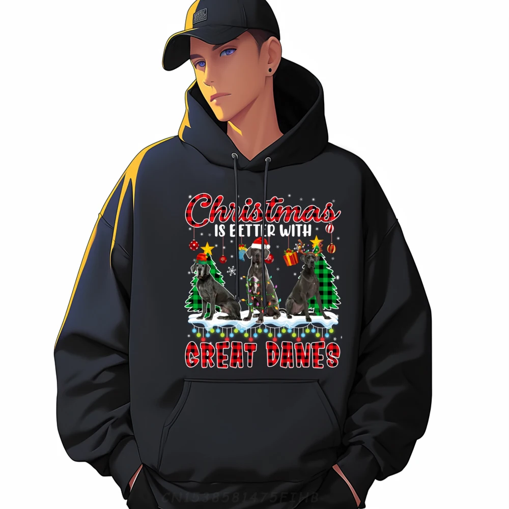 Christmas Is Better With Great Danes Santa ELF Reindeer Funny Sweatshirts Men Luxury Hoodie Vaporwave