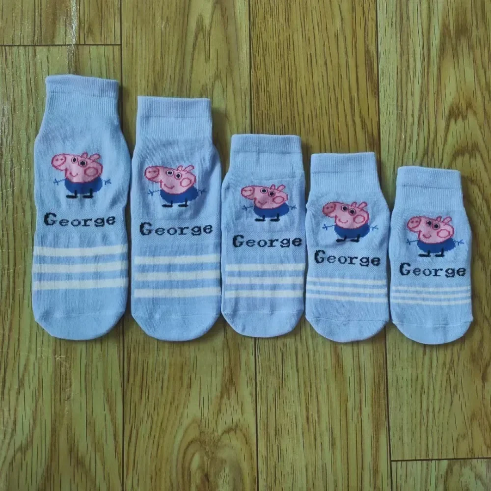 Chaussettes en coton Peppa Pig pour enfants, mi-mollet, dessin animé Kawaii, cadeaux pour filles, automne, hiver, 3 à 18 ans, 50 paires