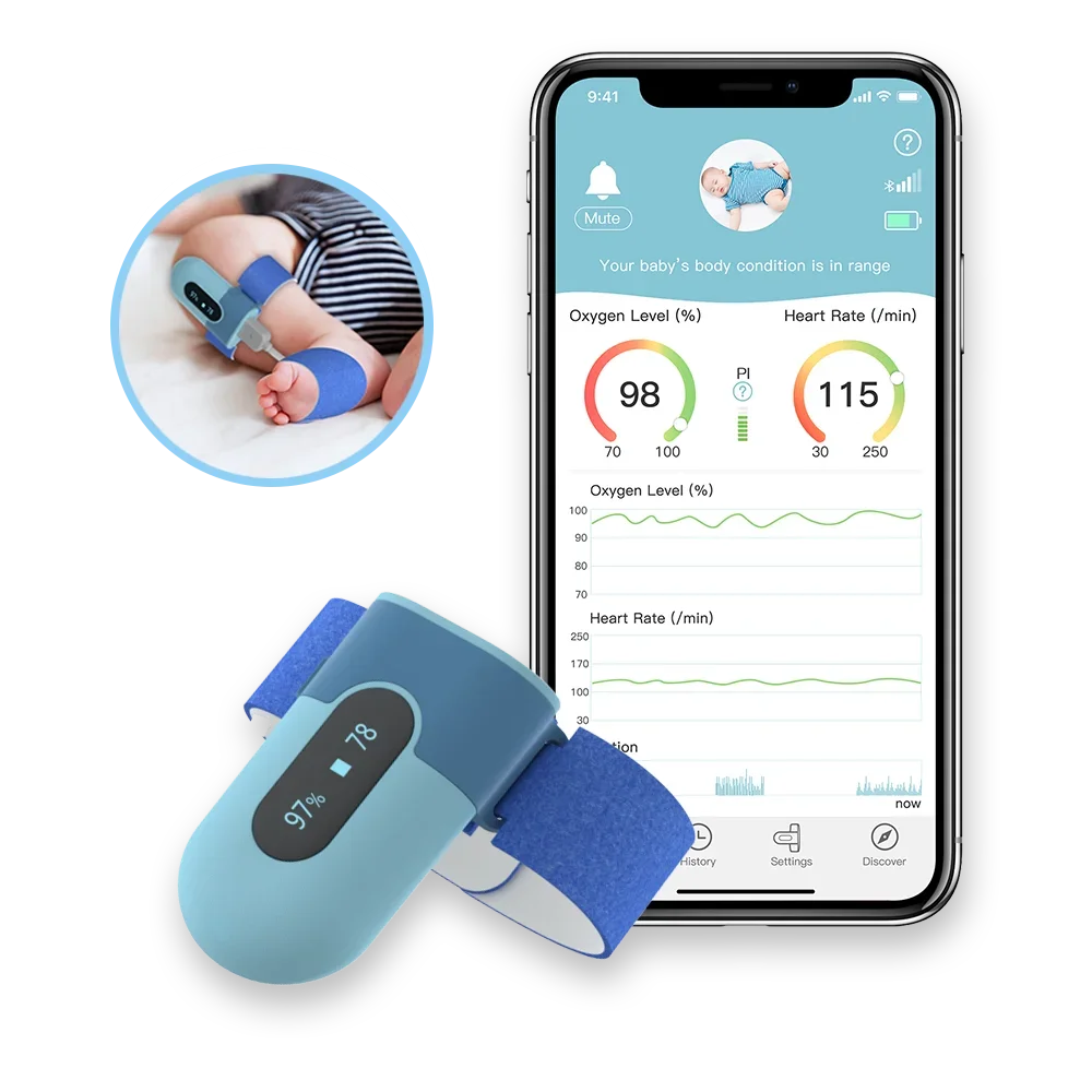 Wellue BabyO2 Baby Oxygen Recording device Wearable Infant Blood Oxygen