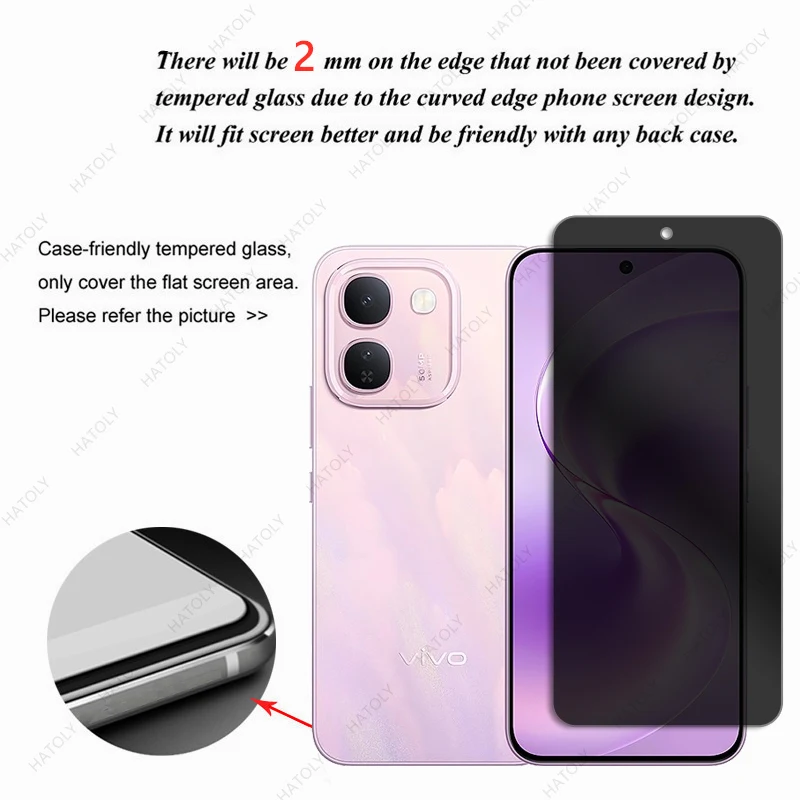For vivo S2 FE Privacy Screen Protector For vivo V80 Lite 5G Global Glass Anti-spy Glass For vivo iQOO Z11S Camera Len Protector