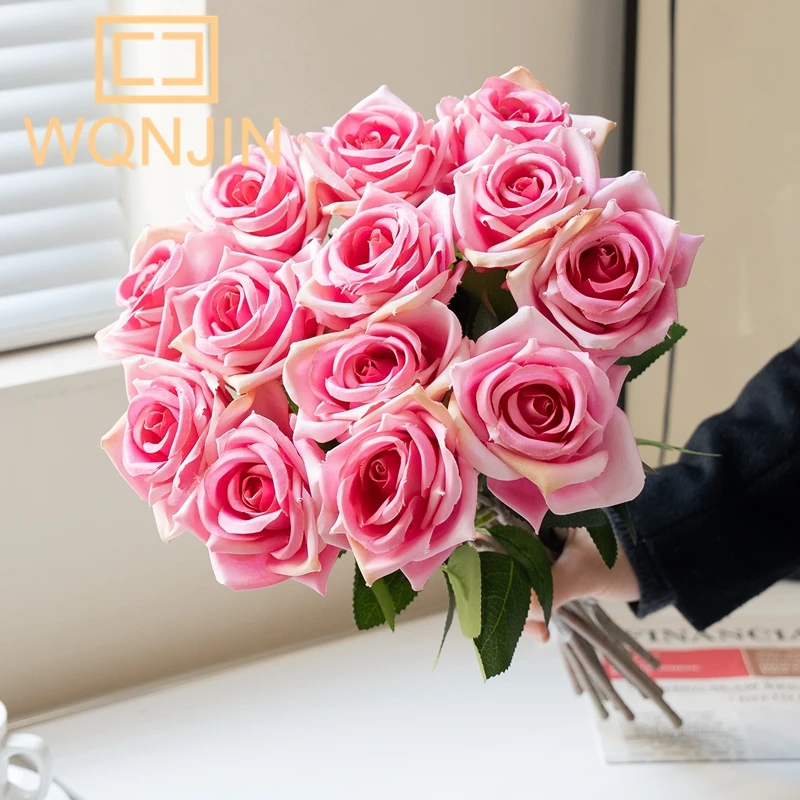 5PC Valentinstag Rose Simulation Blumenstrauß Gefälschte Blumen Wohnzimmer Tischdekoration Blumenarrangement Dekoration