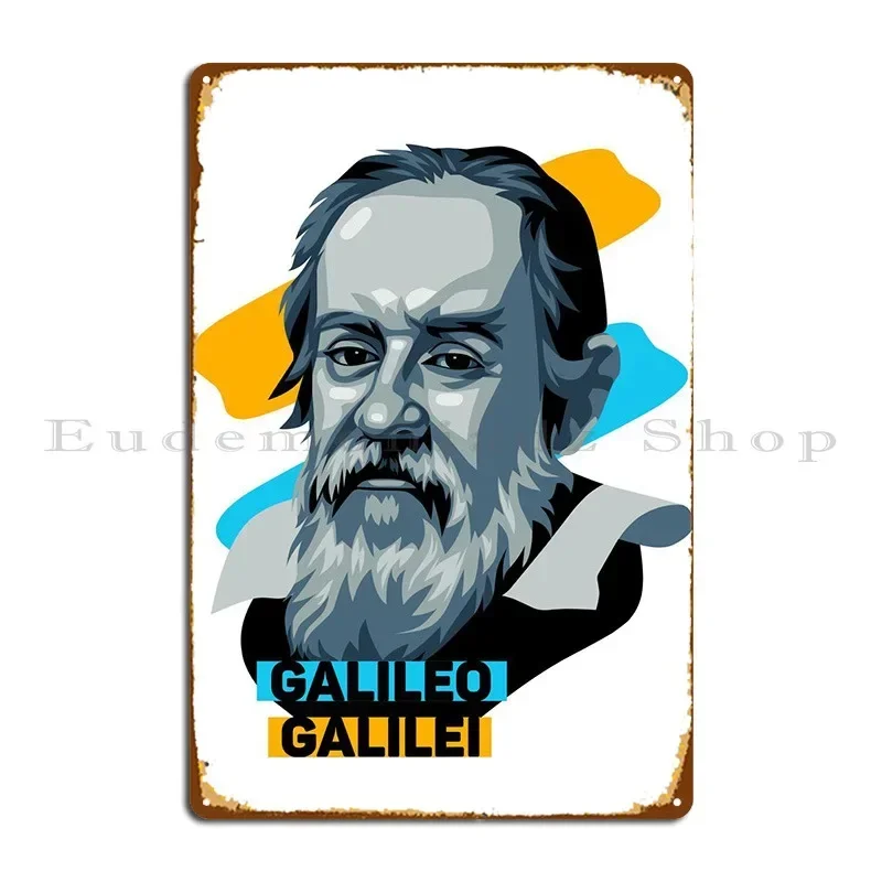 Letrero metálico de Galileo Galilei para pub, garaje, cine, cartel mural decorativo de hojalata