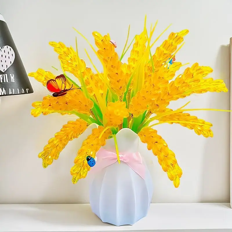 

[Send anti-drop vase] Crystal rice ear material package creative hand-woven products, home ornaments