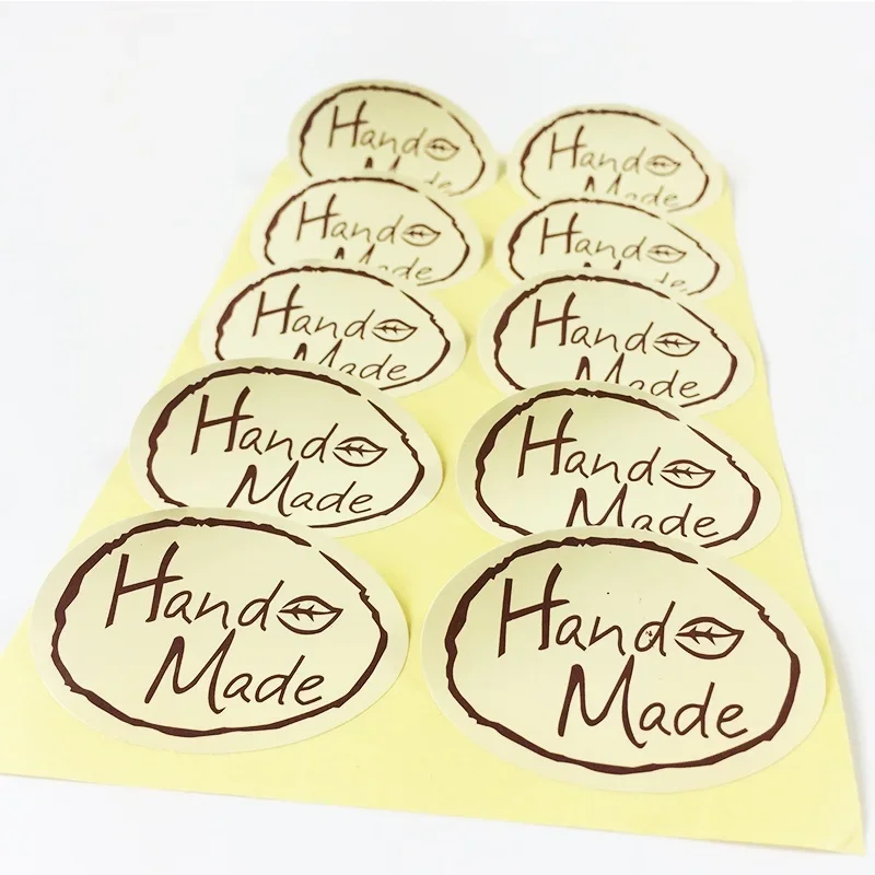100pcs/pack Oval Grass HandMade Leaf Sealing Sticker For Gift Cake Baking Packaging Making