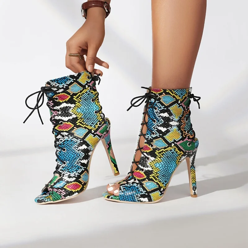 

ORCHA LISA/летние пикантные вечерние сандалии с открытым носком, туфли на шпильке 10 см, синие кружевные цветы, разноцветные, большой размер 47-48, женская обувь для вечеринок