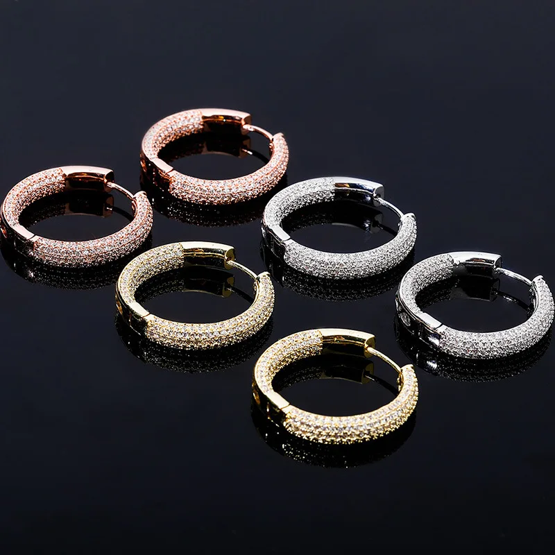 

1 pair Hip Hop Claw Setting AAA+ CZ Stone Bling Ice Out Big Circle Hoop Earrings for Men Women Unisex Fashion Jewelry
