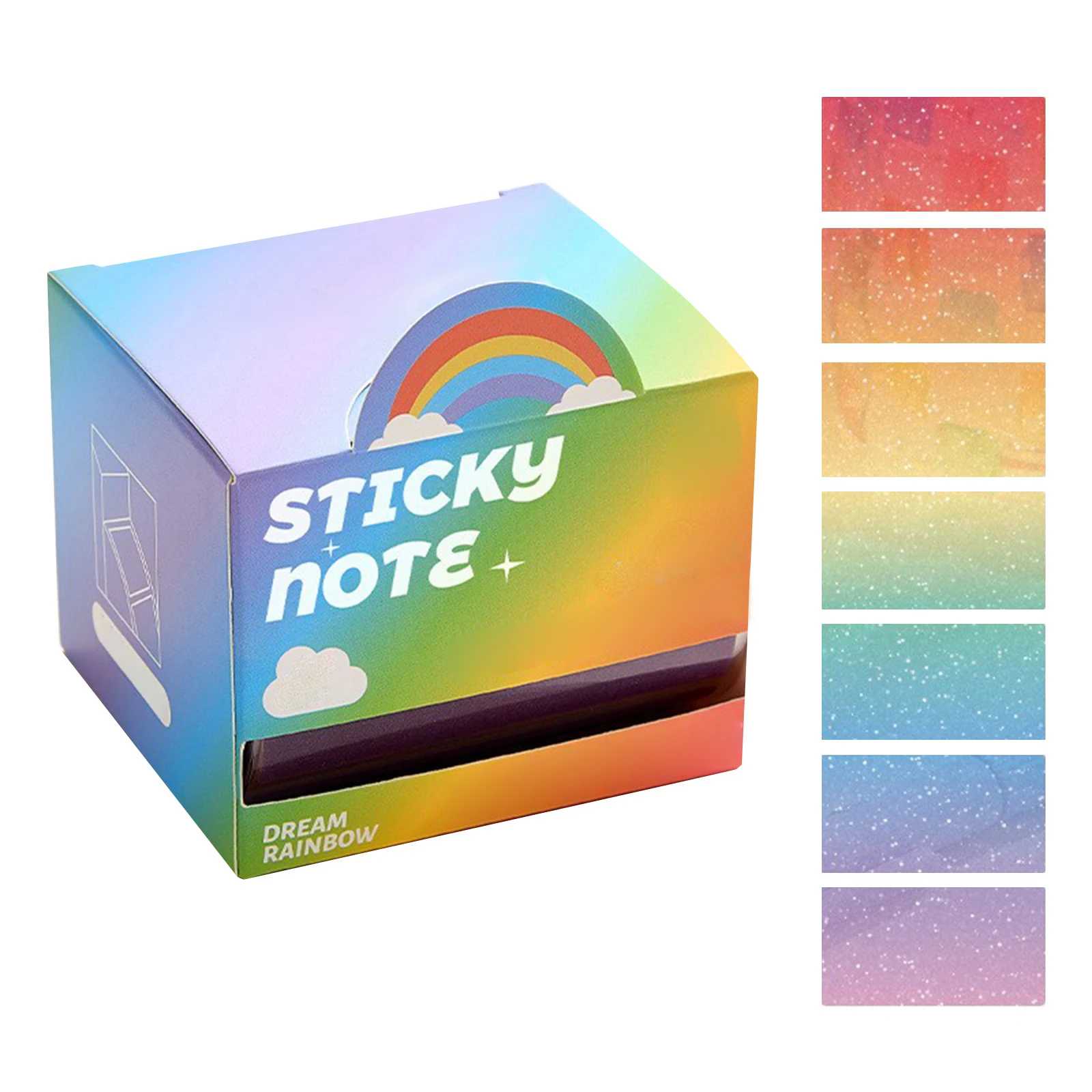 Cute Adhesive Gradient Color Sticky Notes with PUll-tab Design - for School & Office Use, Back To School Supplies