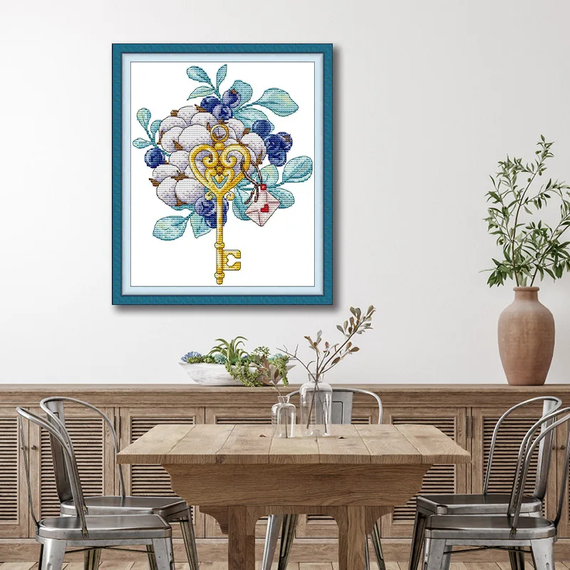 

Soulgift Stamped Pre-Printed Cross Stitch Kits, 9CT/11CT/14CT/16CT DMC Threads, Easy To Follow - Keys To Riches - February