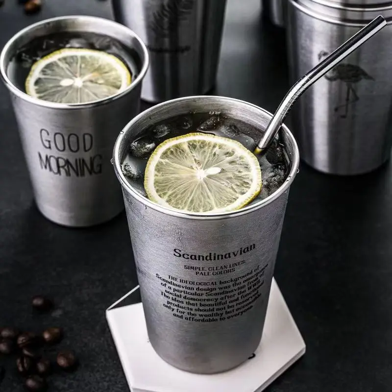 NorthernEurope Ins Industry Style 304 Stainless Steel Spray Paint Beer Cup Cold Water Drinks Cup Household Office Use Gargle Cup