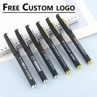 Bolígrafo de Gel con logotipo personalizado gratis, 100 Uds., con Clip, bolígrafo de firma para publicidad comercial, bolígrafo multifunción negro 0,5