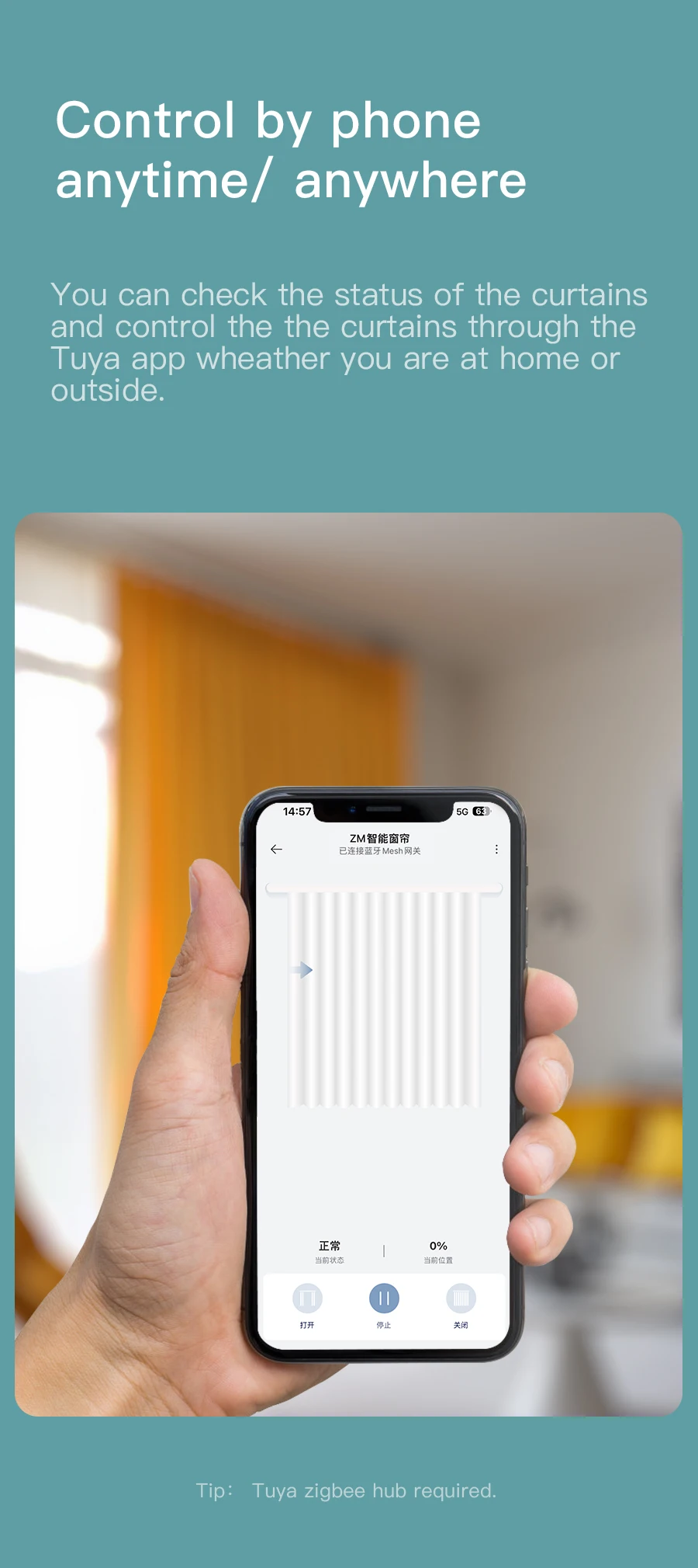 Zemismart Zigbee Vorhangroboter, wiederaufladbarer Elektromotor für römische Stange I Typ U Typ Track, Arbeit mit Tuya Alexa Google Home – Detail 12