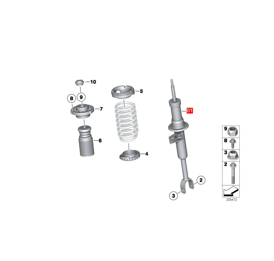 31316795445 31316795446 é adequado para bmw (importado) 5 séries f07 09-17 2.0t, 3.0t amortecedor de ar dianteiro