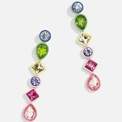2025 Spring New Colorful Jewelry Geometric Shinning Rainbow Cubic Zirconia Neon Enamel Dangle Tear Drop Earring For Women Girl
